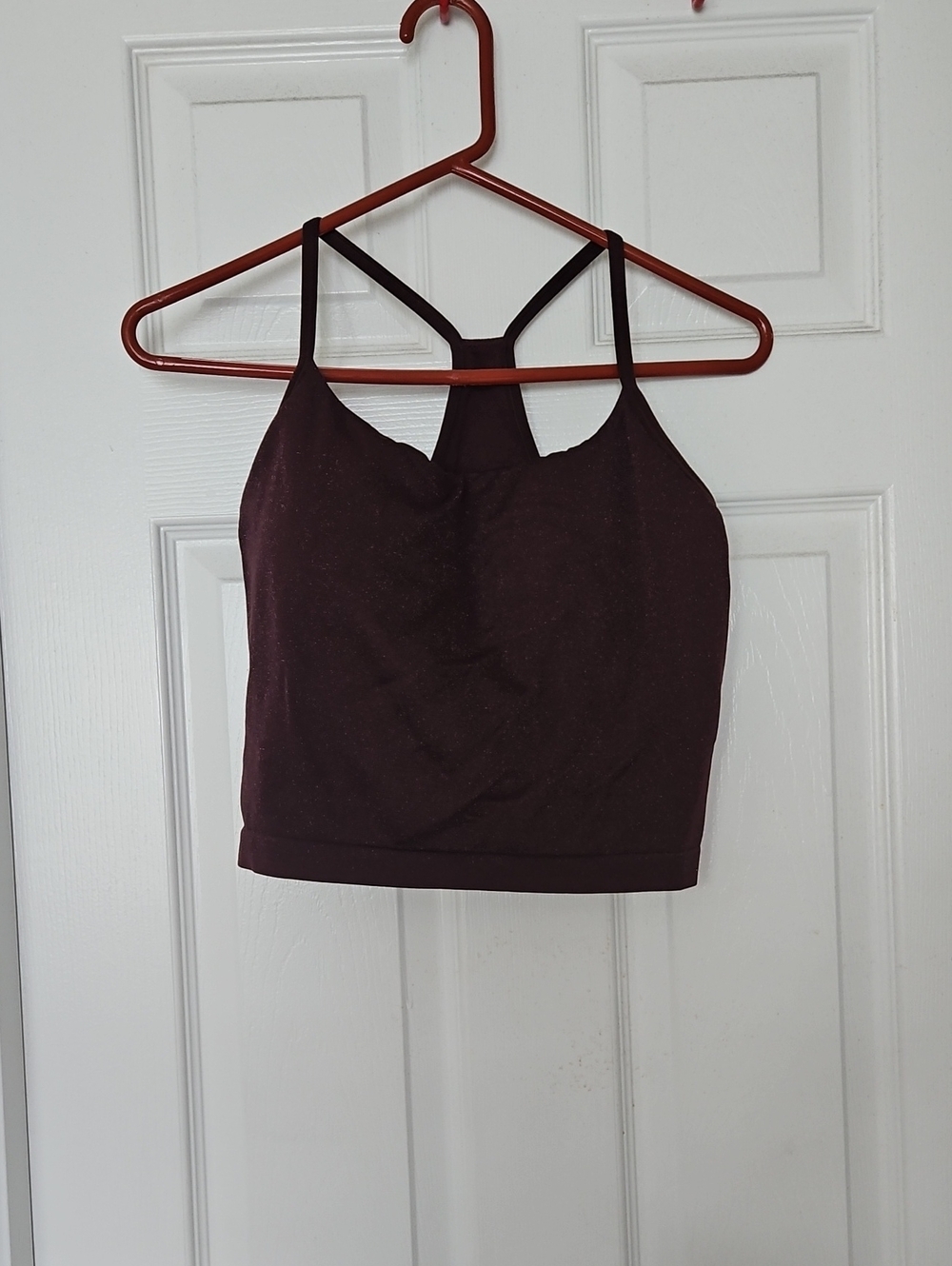 all in motion Maroon Sparkly Racerback Crop Camisole